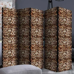 Wohnen Kinder-Paravents*Leinwand Raumteiler mit Leopardenmuster - Castillo