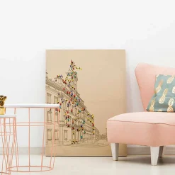 Wohnen Leinwandbild mit Gebäuden und Menschen - Onesty