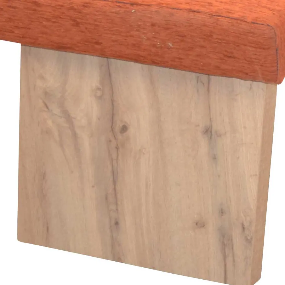 Wohnen L-Form Eckbank in Orange und Eiche Natur - Cheze