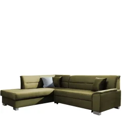 Wohnen Schlafsofas*L-Form Funktionssofa in Oliv Grün Samtstoff - Donnys