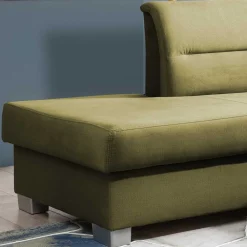 Wohnen Schlafsofas*L-Form Funktionssofa in Oliv Grün Samtstoff - Donnys