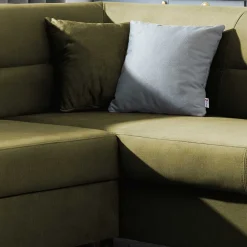 Wohnen Schlafsofas*L-Form Funktionssofa in Oliv Grün Samtstoff - Donnys