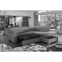 Wohnen Schlafsofas*L-Form Funktionssofa in Oliv Grün Samtstoff - Donnys