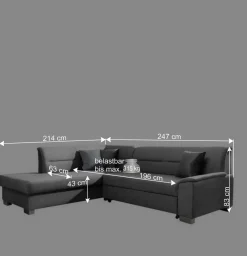 Wohnen Schlafsofas*L-Form Funktionssofa in Oliv Grün Samtstoff - Donnys
