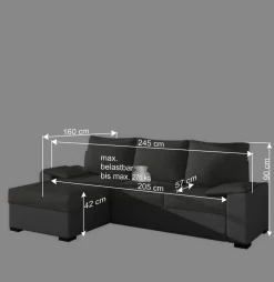 Wohnen Schlafsofas*L-Form Schlafsofa in Dunkelbraun und Cremeweiß - Minia