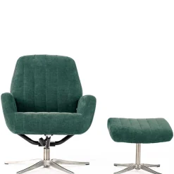 Wohnen Sessel & Hocker|Retro Möbel*Liegesessel & Hocker in Petrol Blau - Arizona (zweiteilig)