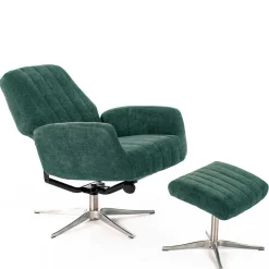 Wohnen Sessel & Hocker|Retro Möbel*Liegesessel & Hocker in Petrol Blau - Arizona (zweiteilig)