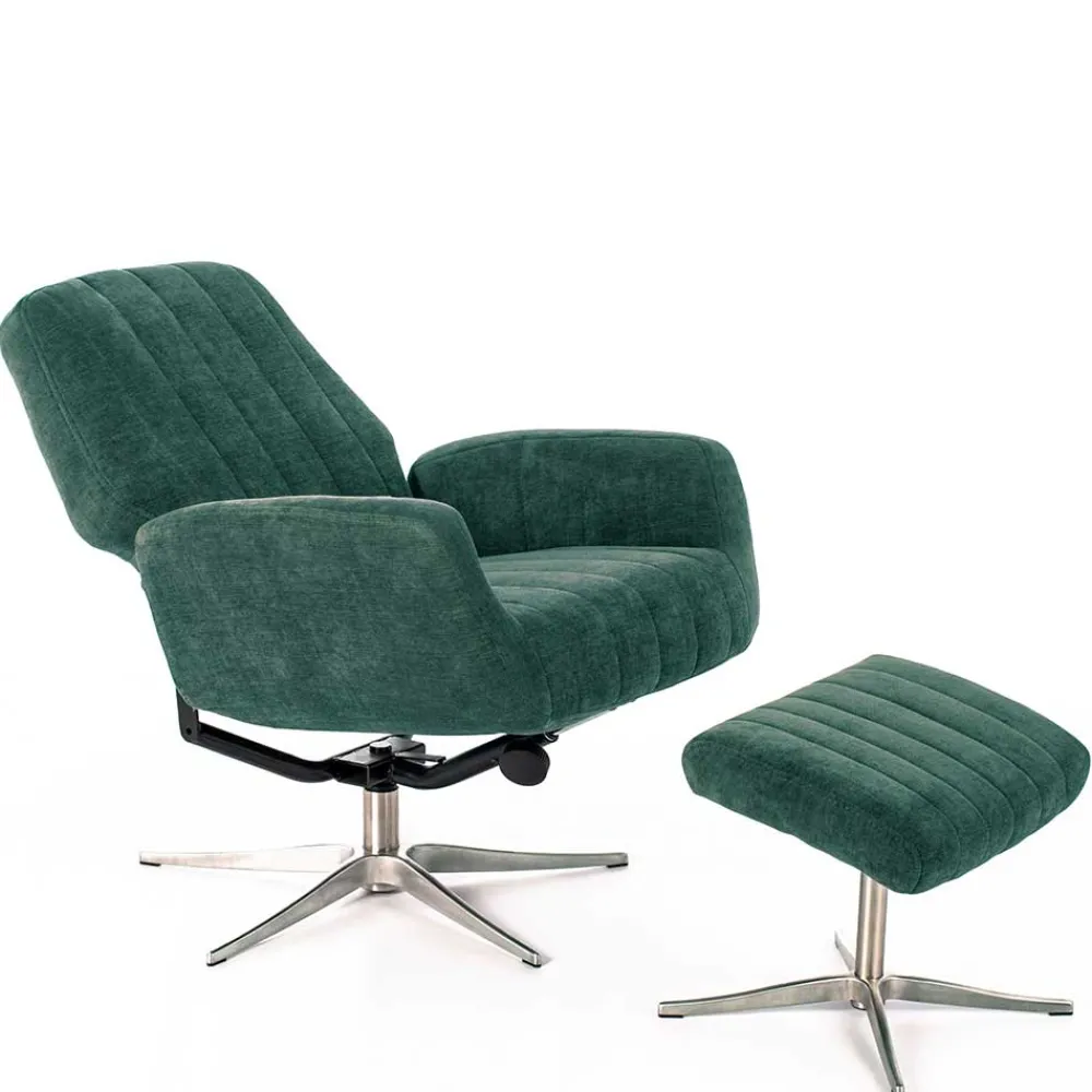 Wohnen Sessel & Hocker|Retro Möbel*Liegesessel & Hocker in Petrol Blau - Arizona (zweiteilig)