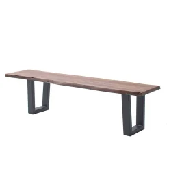 Wohnen Metall-Gartenmöbel|Gartenbänke*Live Edge Esszimmerbank mit Trapezbeinen - Malinsia