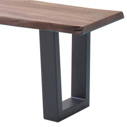 Wohnen Metall-Gartenmöbel|Gartenbänke*Live Edge Esszimmerbank mit Trapezbeinen - Malinsia