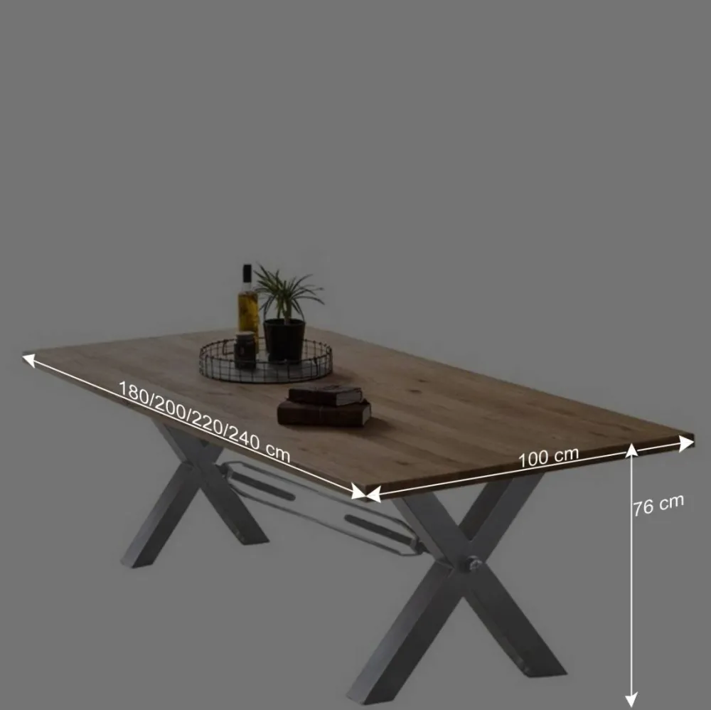 Wohnen Living Edge Wildeiche Tisch mit X Füßen - Gastruna