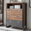 Wohnen Graue Möbel|Loft Möbel*Loft Design Kommode im Eiche dunkel Dekor und Schwarz - Rompira