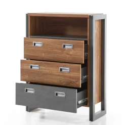 Wohnen Graue Möbel|Loft Möbel*Loft Design Kommode im Eiche dunkel Dekor und Schwarz - Rompira