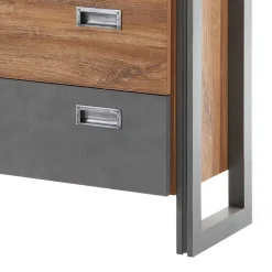 Wohnen Graue Möbel|Loft Möbel*Loft Design Kommode im Eiche dunkel Dekor und Schwarz - Rompira