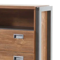 Wohnen Graue Möbel|Loft Möbel*Loft Design Kommode im Eiche dunkel Dekor und Schwarz - Rompira