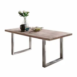 Wohnen Massivholzmöbel|Esszimmertische*Loft Designtisch Deluiga mit Edelstahl Gestell