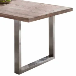Wohnen Massivholzmöbel|Esszimmertische*Loft Designtisch Deluiga mit Edelstahl Gestell
