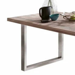 Wohnen Massivholzmöbel|Esszimmertische*Loft Designtisch Deluiga mit Edelstahl Gestell