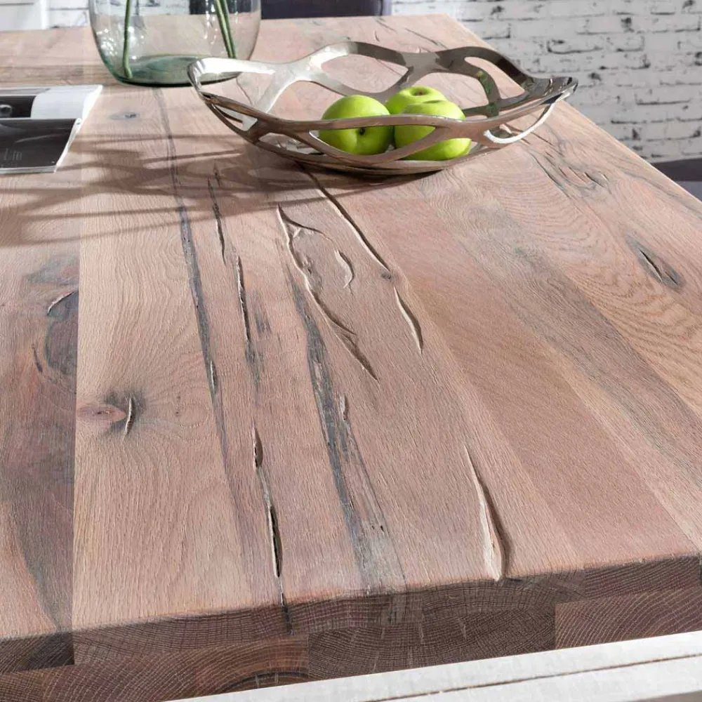 Wohnen Massivholzmöbel|Esszimmertische*Loft Designtisch Deluiga mit Edelstahl Gestell