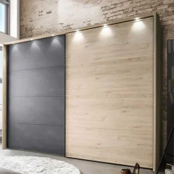 Wohnen Loft Doppelbett & Schwebetüren Schrank - Licruva (vierteilig)