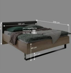 Wohnen Loft Doppelbett & Schwebetüren Schrank - Licruva (vierteilig)