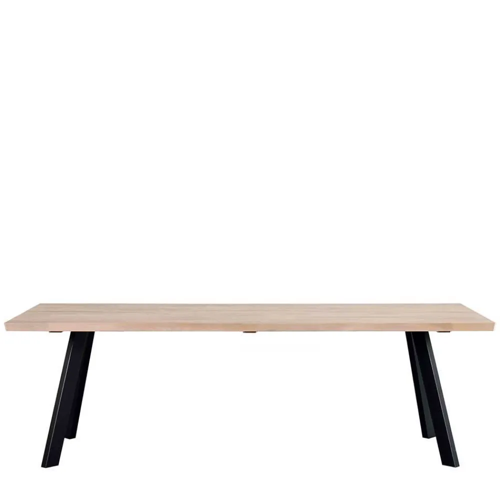 Wohnen Loft Esstischgruppe mit Eiche White Wash Tisch Pulva & 6 Schalenstühlen (siebenteilig)