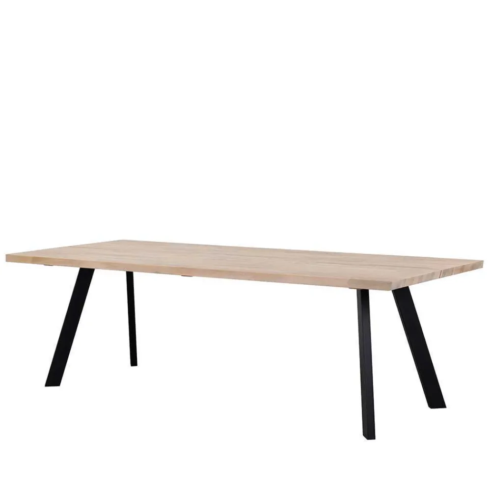 Wohnen Loft Esstischgruppe mit Eiche White Wash Tisch Pulva & 6 Schalenstühlen (siebenteilig)