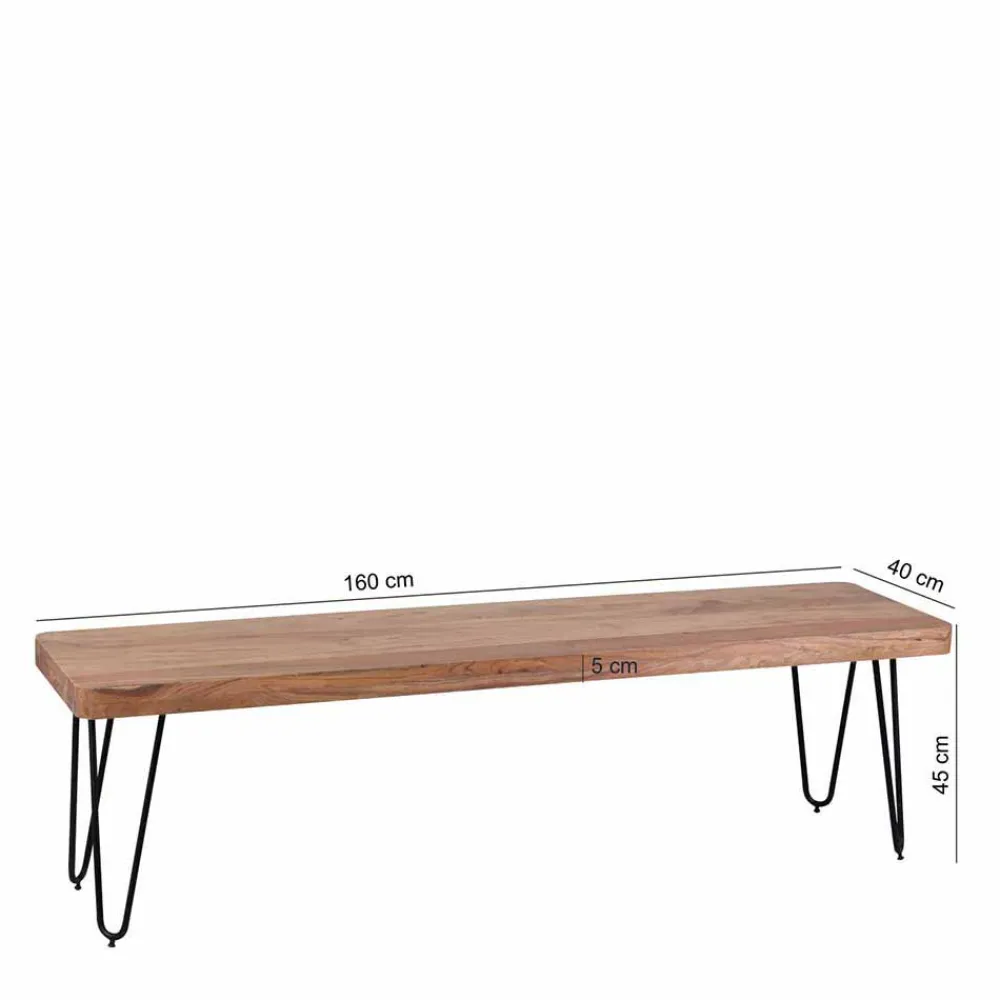 Wohnen Loft Style Essbank mit Massivholz Akazie Lariona & Metall