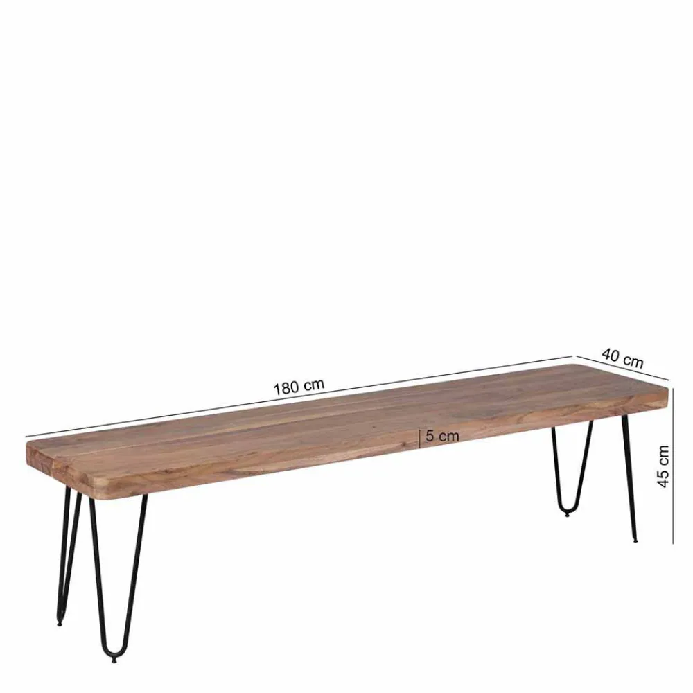 Wohnen Loft Style Essbank mit Massivholz Akazie Lariona & Metall