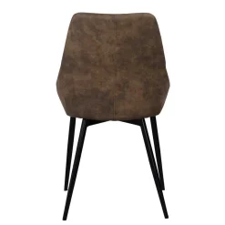 Wohnen Loft Tisch Eiche White Wash & 6 Stühle Pulva in Braun Microfaser (siebenteilig)