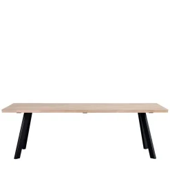 Wohnen Loft Tisch Eiche White Wash & 6 Stühle Pulva in Braun Microfaser (siebenteilig)