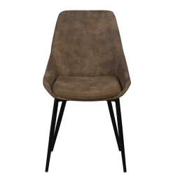 Wohnen Loft Tisch Eiche White Wash & 6 Stühle Pulva in Braun Microfaser (siebenteilig)