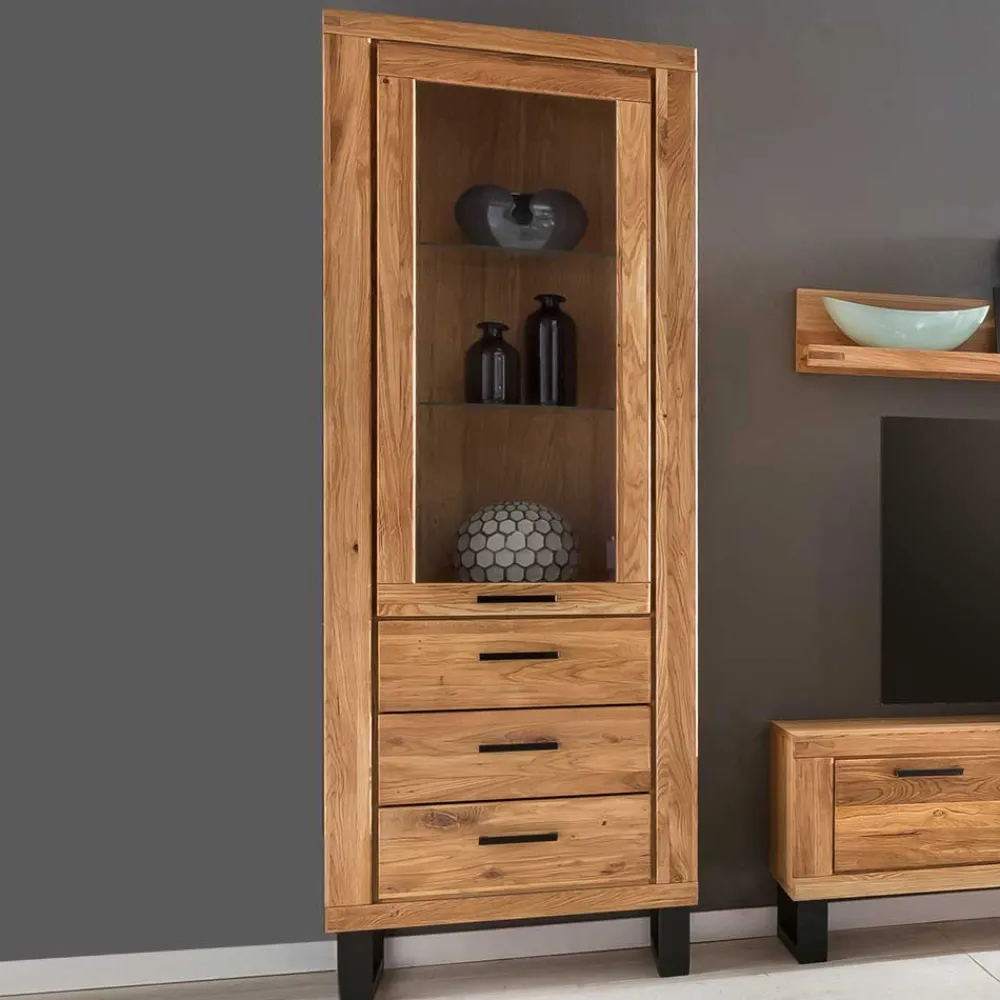 Wohnen Esszimmer-Vitrinen|Vitrinen*Loft Vitrine in Wildeiche teilmassiv - Arello