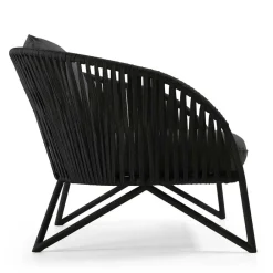 Wohnen Sessel|Rattanmöbel*Lounge Sessel aus Kordel Geflecht & Stahl - Magona