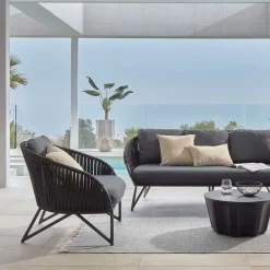 Wohnen Sessel|Rattanmöbel*Lounge Sessel aus Kordel Geflecht & Stahl - Magona