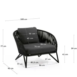 Wohnen Sessel|Rattanmöbel*Lounge Sessel aus Kordel Geflecht & Stahl - Magona
