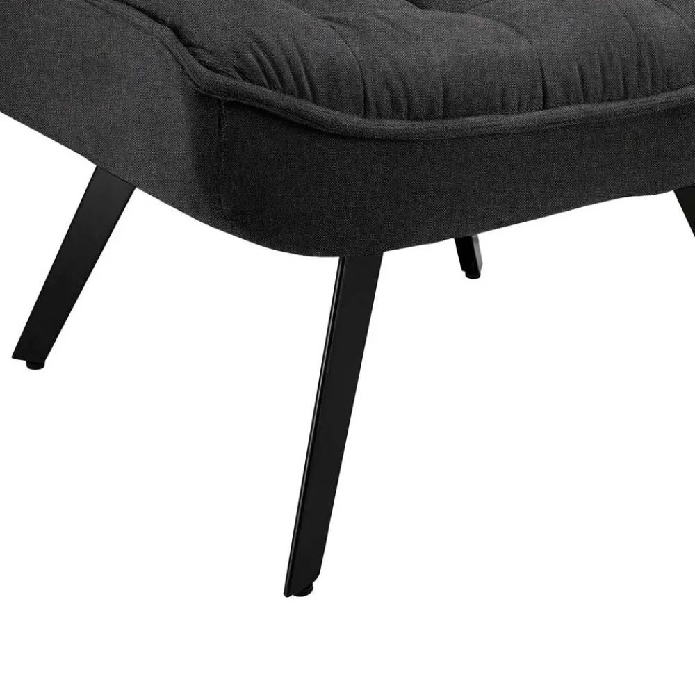 Wohnen Lounge Sessel mit Hocker in Anthrazit - Mook (zweiteilig)