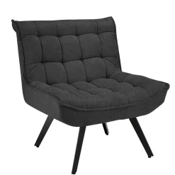 Wohnen Lounge Sessel mit Hocker in Anthrazit - Mook (zweiteilig)