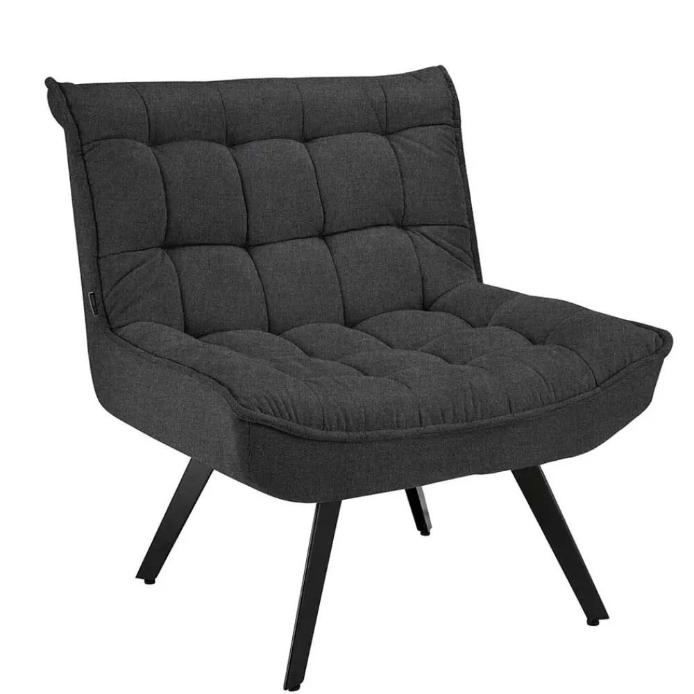 Wohnen Lounge Sessel mit Hocker in Anthrazit - Mook (zweiteilig)