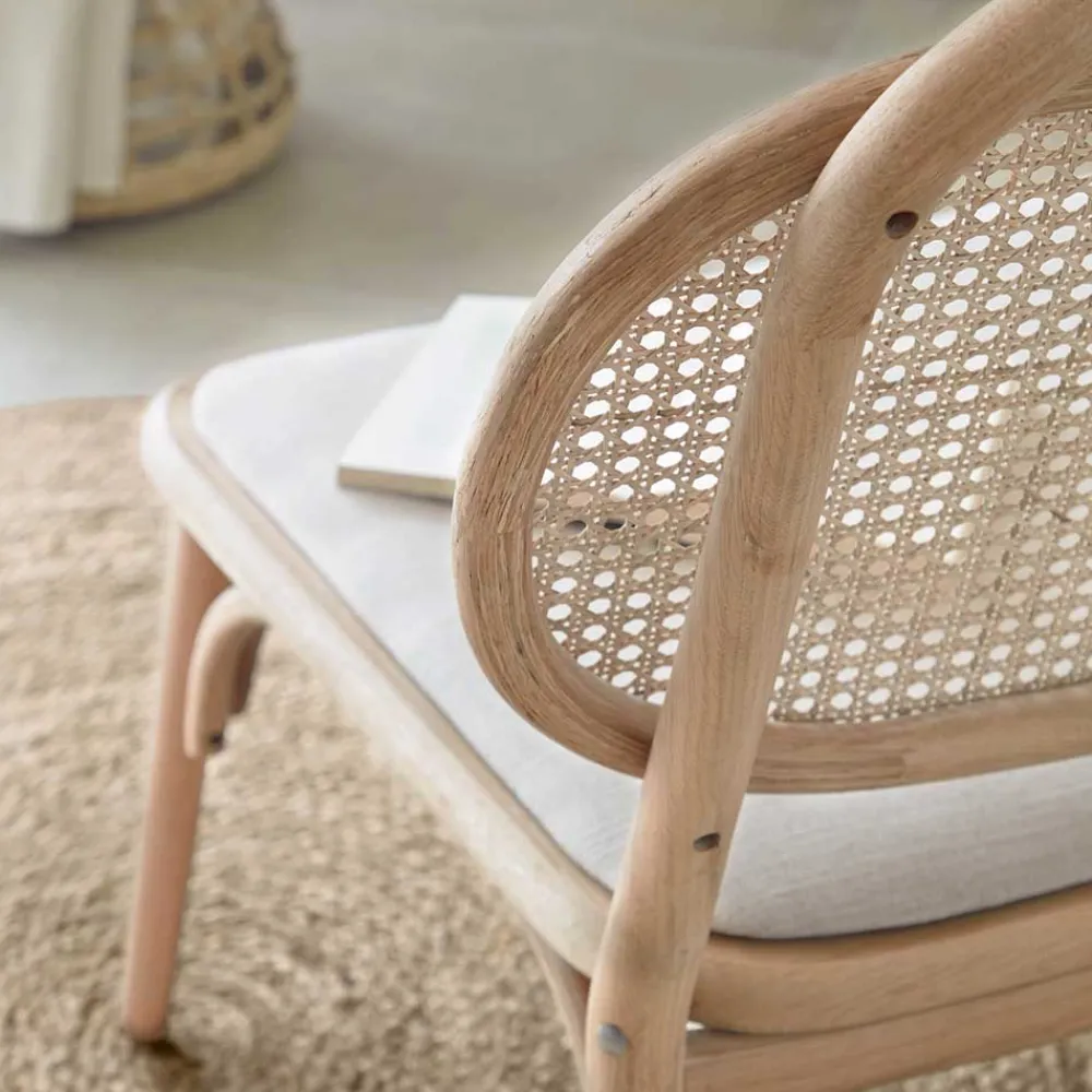 Wohnen Lounge Stuhl mit Wiener Geflecht & Stoffsitz - Ensemble