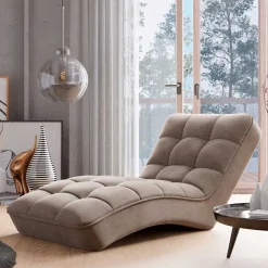 Wohnen Loungeliege in Beigegrau Veloursbezug - Loriot