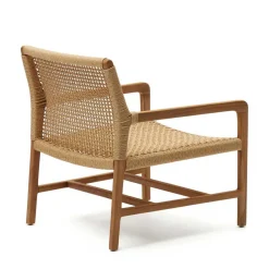 Wohnen Loungesessel aus Geflecht und Teakholz - Comrinaca