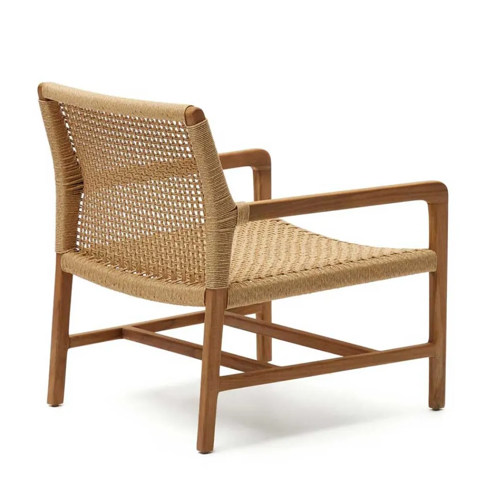 Wohnen Loungesessel aus Geflecht und Teakholz - Comrinaca