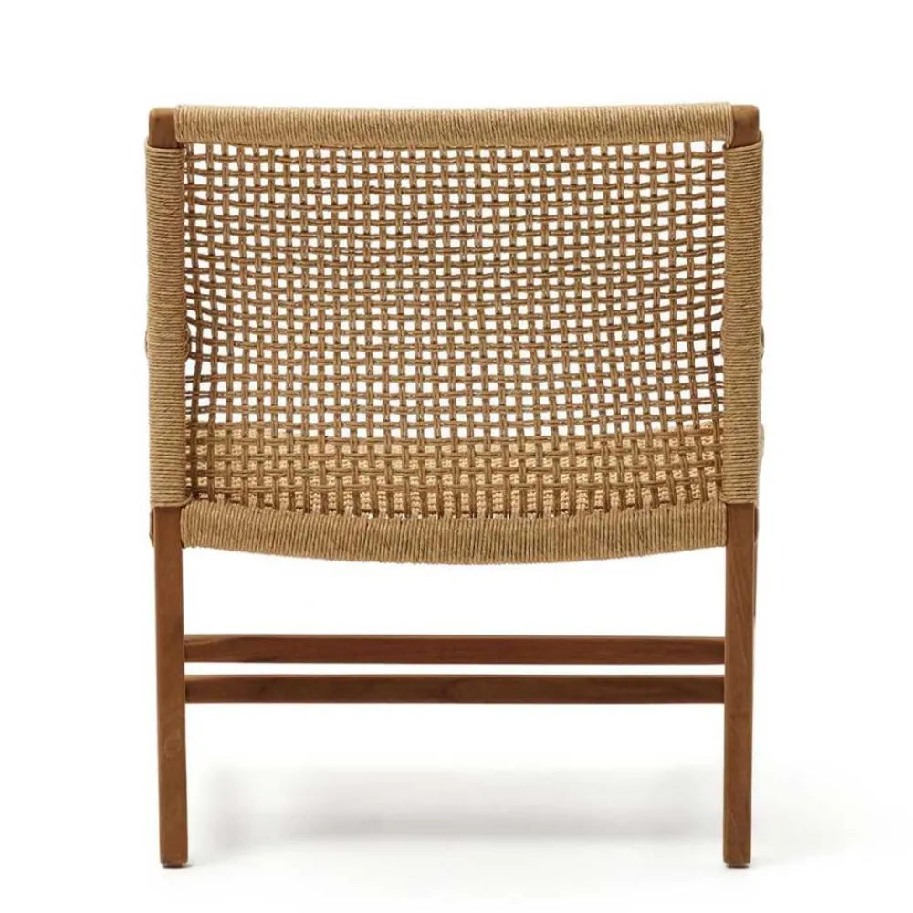 Wohnen Loungesessel aus Geflecht und Teakholz - Comrinaca