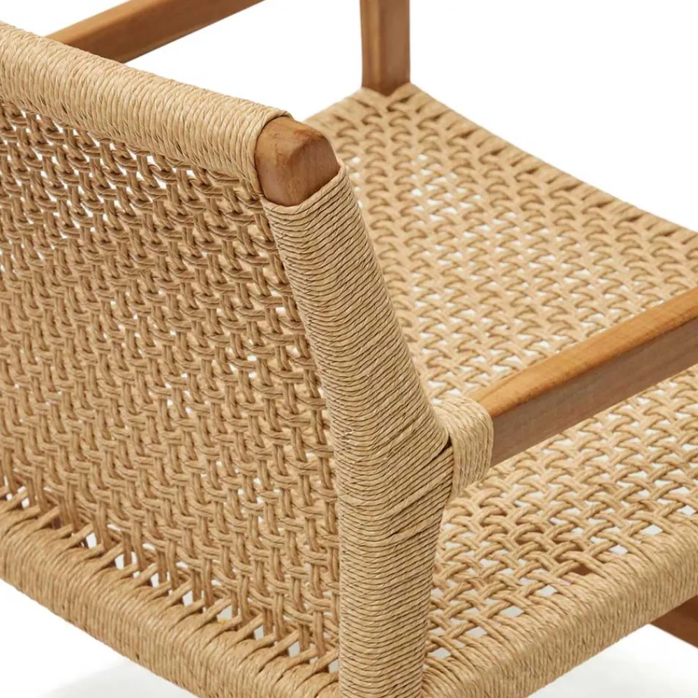 Wohnen Loungesessel aus Geflecht und Teakholz - Comrinaca