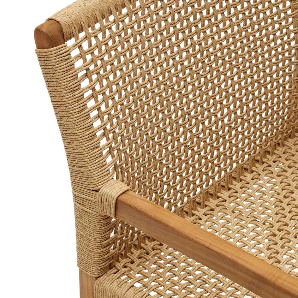 Wohnen Loungesessel aus Geflecht und Teakholz - Comrinaca