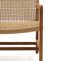 Wohnen Loungesessel aus Geflecht und Teakholz - Comrinaca