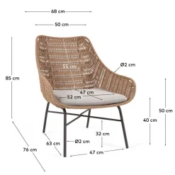 Wohnen Rattanmöbel*Loungestuhl aus Kordelgeflecht in Beige - Abecra (2er Set)