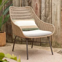 Wohnen Rattanmöbel*Loungestuhl aus Kordelgeflecht in Beige - Abecra (2er Set)