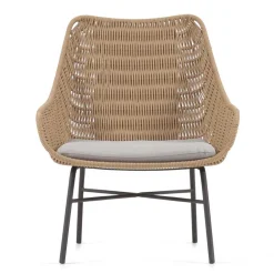 Wohnen Rattanmöbel*Loungestuhl aus Kordelgeflecht in Beige - Abecra (2er Set)